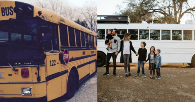 «Семья стала только крепче»: многодетные родители переделали старый школьный автобус в стильный мобильный дом